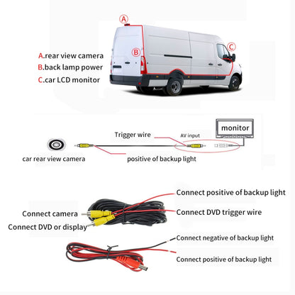 PZ465 Car Waterproof Brake Light View Camera + 7 inch Rearview Monitor for Citroen / Peugeot / Toyota - In Car by buy2fix | Online Shopping UK | buy2fix