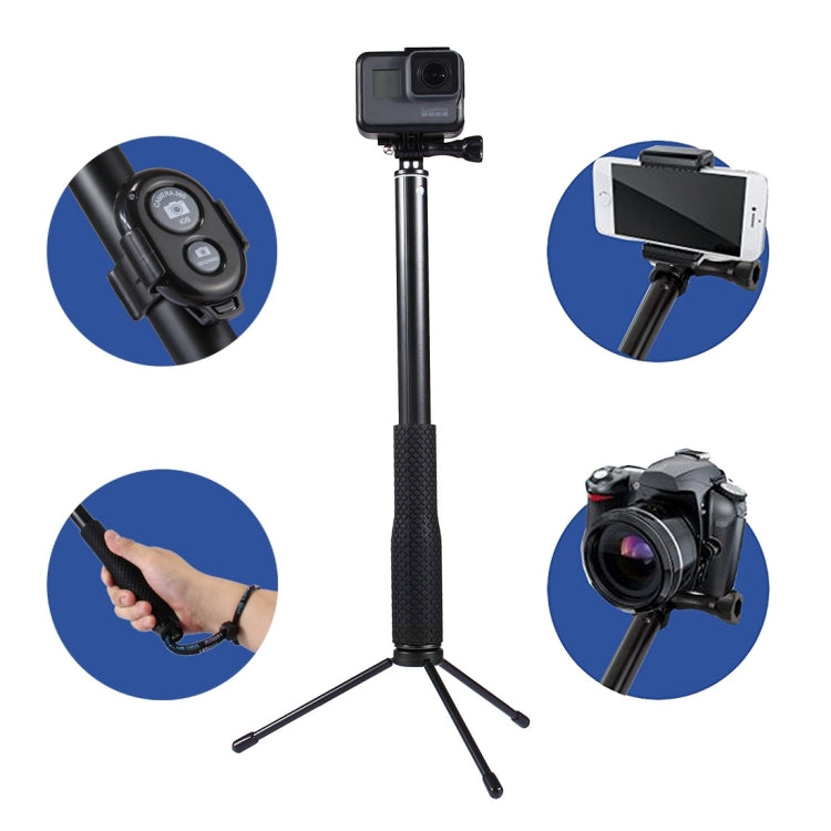 Anti-skid Extendable Self-portrait Handheld Diving Telescopic Monopod Holder Set with Phone Remote Controller & Tripod & Phone Holder for GoPro & Xiaoyi Camera & Smartphones, Full Length Max: about 1m(Black) - DJI & GoPro Accessories by buy2fix | Online Shopping UK | buy2fix