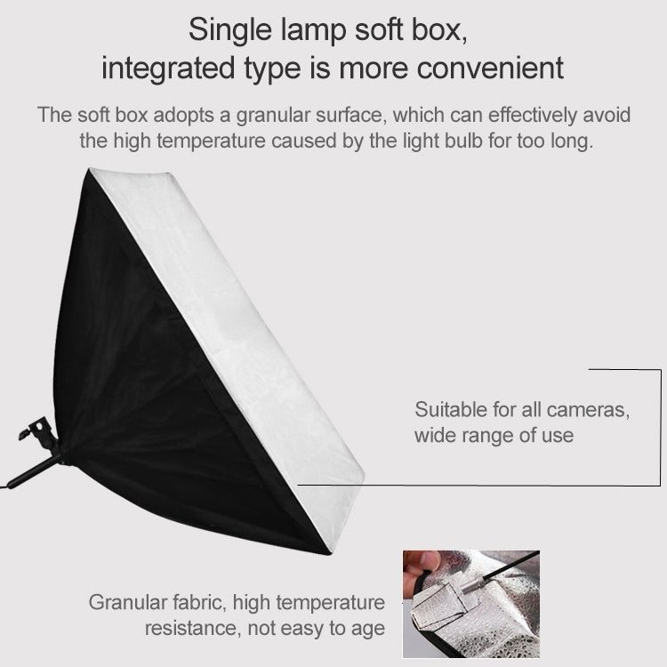 50x70cm Single Light Softbox + 2m Photography Lighting Tripod Mount Stand + Arm Jib Crossbar Bracket Studio Flash Light Set - Camera Accessories by buy2fix | Online Shopping UK | buy2fix