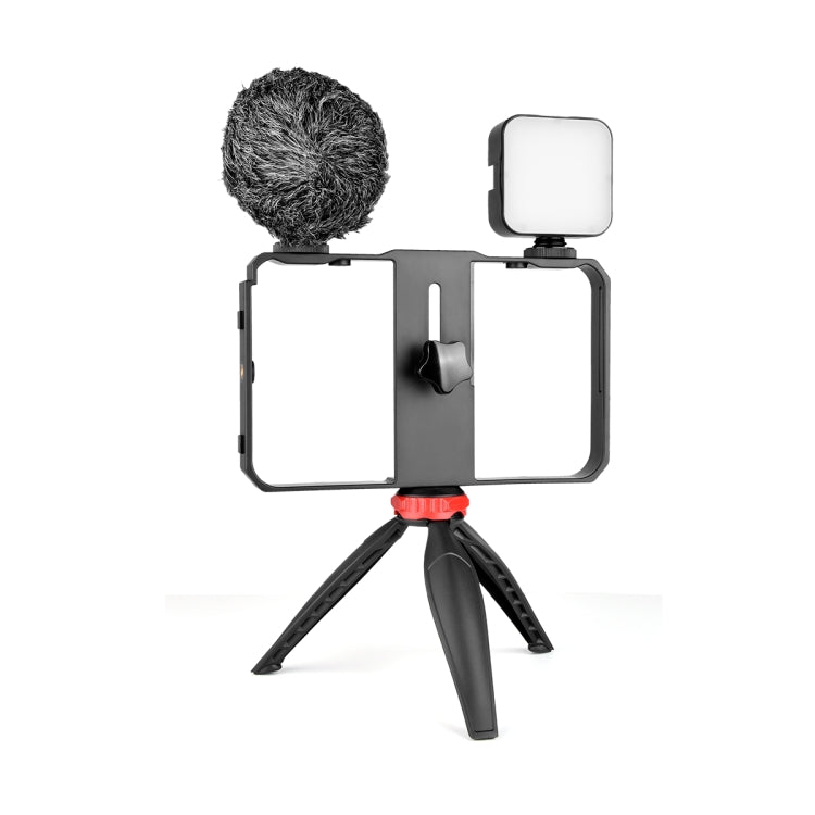 YELANGU PC204 YLG1801D Vlogging Live Broadcast LED Selfie Light Smartphone Video Rig Handle Stabilizer Bracket Kits with Microphone & Tripod - Camera Cage by YELANGU | Online Shopping UK | buy2fix