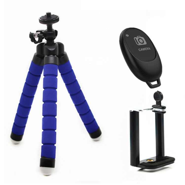 Mini Octopus Flexible Foam Tripod Holder with Phone Clamp & Remote Control (Blue) - Consumer Electronics by buy2fix | Online Shopping UK | buy2fix