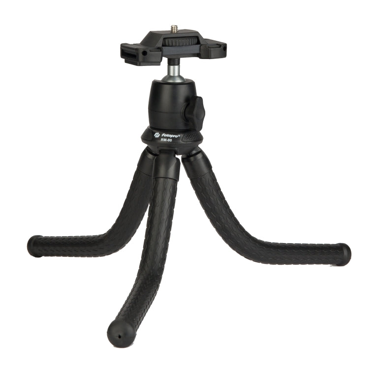 Fotopro RM-80 Mini Desktop Tripod Mount + MH-8 Ball Head with 1/4 inch Screw & Phone Clamp(Black) - Tripods by Fotopro | Online Shopping UK | buy2fix