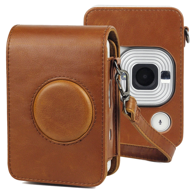 Full Body Camera Retro PU Leather Case Bag with Strap for FUJIFILM instax mini Liplay (Brown) - Camera Accessories by buy2fix | Online Shopping UK | buy2fix