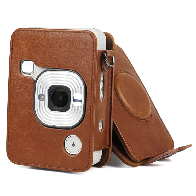 Full Body Camera Retro PU Leather Case Bag with Strap for FUJIFILM instax mini Liplay (Brown) - Camera Accessories by buy2fix | Online Shopping UK | buy2fix