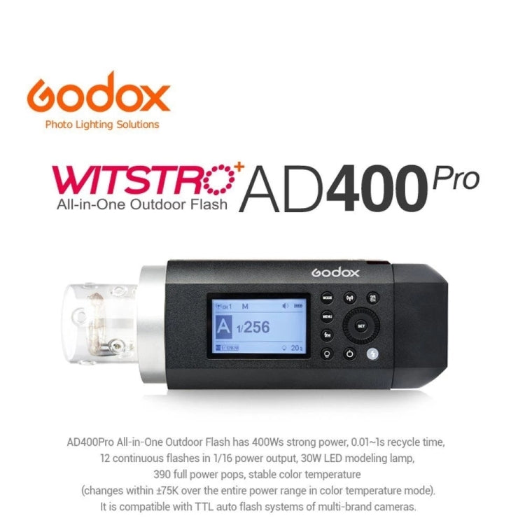 Godox  AD400 Pro WITSTRO 400Ws All-in-One Outdoor Flash 2.4GHz Speedlite Light(UK Plug) - Shoe Mount Flashes by Godox | Online Shopping UK | buy2fix