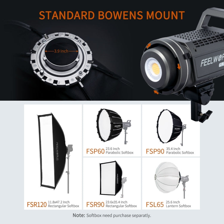 FEELWORLD FL125B 125W Bi-color Point Source Video Light, Bluetooth APP Control(AU Plug) - Shoe Mount Flashes by FEELWORLD | Online Shopping UK | buy2fix