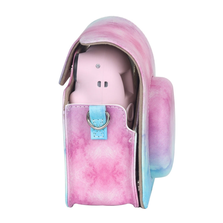 For FUJIFILM instax mini 12 Painted Full Body Leather Case Camera Bag with Strap(Blue Pink)(Black) - Leather Bag by buy2fix | Online Shopping UK | buy2fix