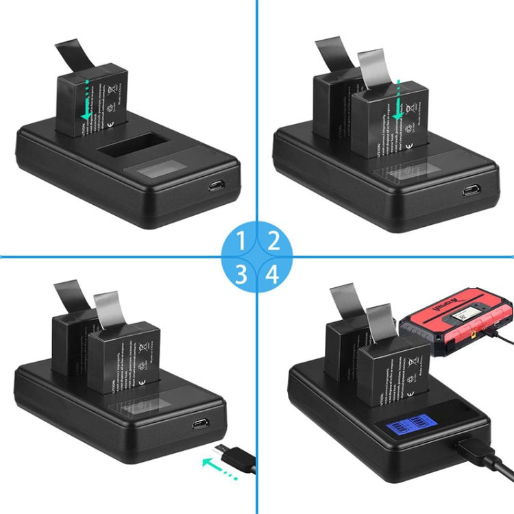 SJCAM SJ7000 / SJ6000 / SJ5000 / SJ4000 Battery LCD Screen Dual Batteries Charger, Displays Charging Capacity(Black) - Camera Accessories by buy2fix | Online Shopping UK | buy2fix