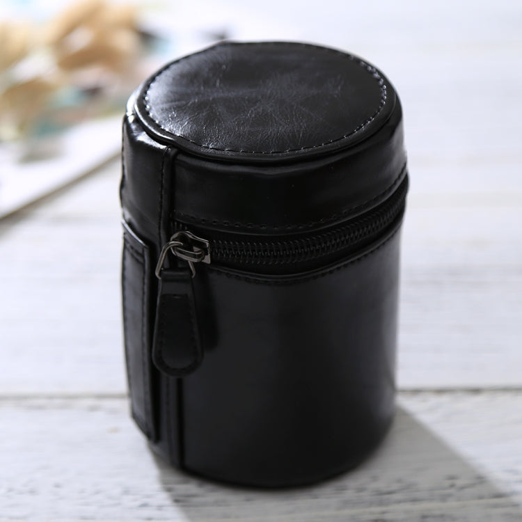 Small Lens Case Zippered PU Leather Pouch Box for DSLR Camera Lens, Size: 11x8x8cm(Black) - Camera Accessories by buy2fix | Online Shopping UK | buy2fix