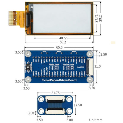 Waveshare 2.13 inch 212 x 104 Pixel Black / White Flexible E-Paper E-Ink Display Module for Raspberry Pi Pico, SPI Interface - Modules Expansions Accessories by WAVESHARE | Online Shopping UK | buy2fix