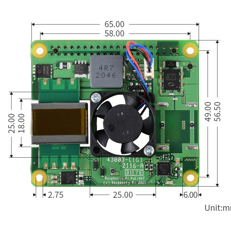 Waveshare Raspberry Pi PoE+ HAT Ethernet Expansion Board for Raspberry Pi 3B+/4B - Modules Expansions Accessories by WAVESHARE | Online Shopping UK | buy2fix