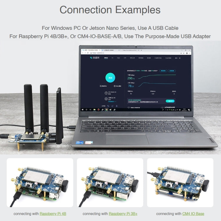 Waveshare RM500U-CN 5G HAT Quad Antennas LTE-A Multi Band Module Board for Raspberry Pi - LCD & LED Display Module by WAVESHARE | Online Shopping UK | buy2fix