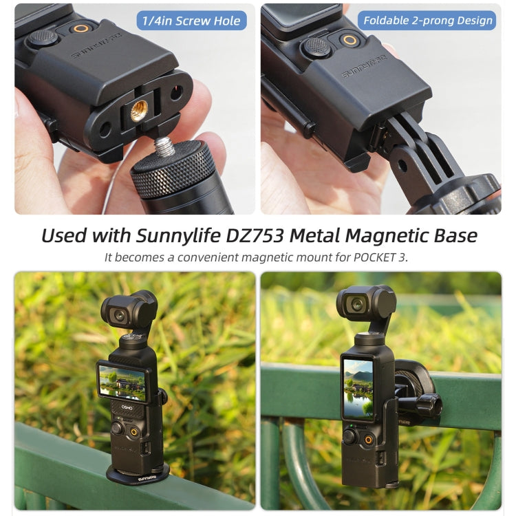 For DJI OSMO Pocket 3 Sunnylife Expansion Adapter Foldable Dual Hooks Adapter Protective Case Bracket (Black) - Mount & Holder by Sunnylife | Online Shopping UK | buy2fix