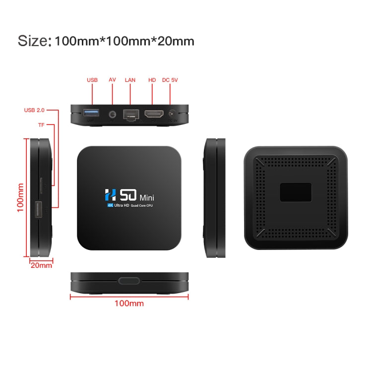 H50 Mini 4K Smart Network TV Box, Android 10.0, RK3318 Quad Core, 2GB+32GB, UK Plug - Consumer Electronics by buy2fix | Online Shopping UK | buy2fix