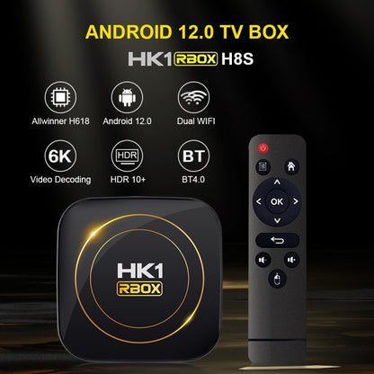 HK1 RBOX-H8S 4K Ultra HD Android 12.0 Smart TV Box with Remote Control, Allwinner H618 Quad-Core, 2GB+16GB(US Plug) - Others by buy2fix | Online Shopping UK | buy2fix