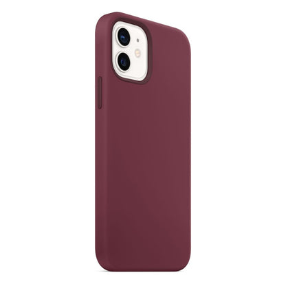 For iPhone 12 mini Magnetic Liquid Silicone Full Coverage Shockproof Magsafe Case with Magsafe Charging Magnet (Wine Red) - iPhone 12 mini Cases by buy2fix | Online Shopping UK | buy2fix