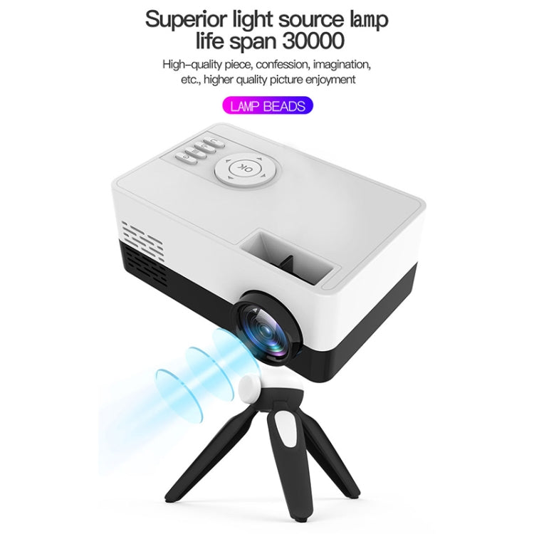 J15 1920 x 1080P HD Household Mini LED Projector with Tripod Mount Support AV / HDMI x 1 / USB x1 / TF x 1, Plug Type:AU Plug(Black White) - Mini Projector by buy2fix | Online Shopping UK | buy2fix