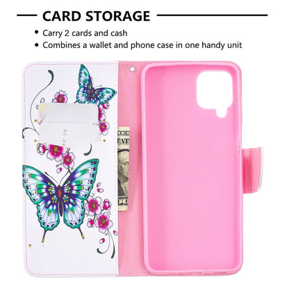 For Samsung Galaxy A12 Colored Drawing Pattern Horizontal Flip Leather Case with Holder & Card Slots & Wallet(Two Butterflies) - Samsung Accessories by buy2fix | Online Shopping UK | buy2fix