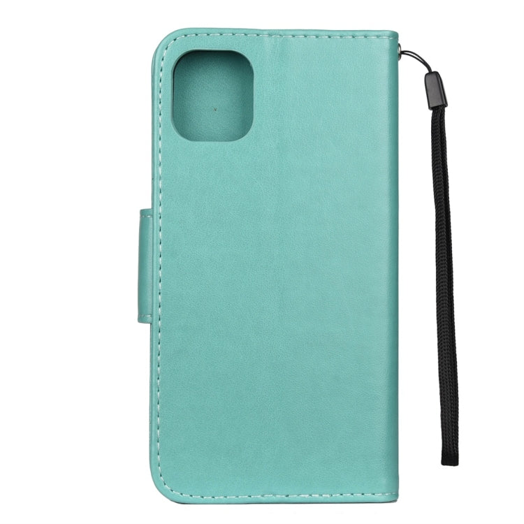 For iPhone 11 Butterfly Flower Pattern Horizontal Flip Leather Case with Holder & Card Slots & Wallet(Green) - Apple Accessories by buy2fix | Online Shopping UK | buy2fix