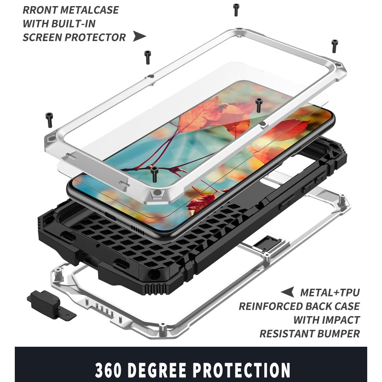 For Samsung Galaxy S21 5G R-JUST Shockproof Waterproof Dust-proof Metal + Silicone Protective Case with Holder(Silver) - Galaxy S21 5G Cases by R-JUST | Online Shopping UK | buy2fix