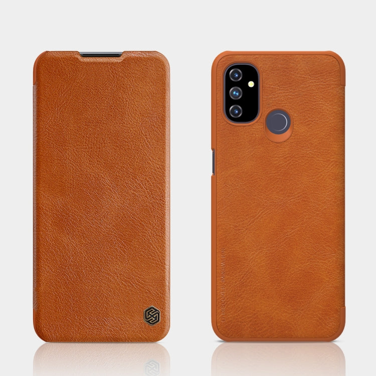 For OnePlus Nord N100 NILLKIN QIN Series Crazy Horse Texture Horizontal Flip Leather Case with Card Slot(Brown) - OnePlus Cases by NILLKIN | Online Shopping UK | buy2fix