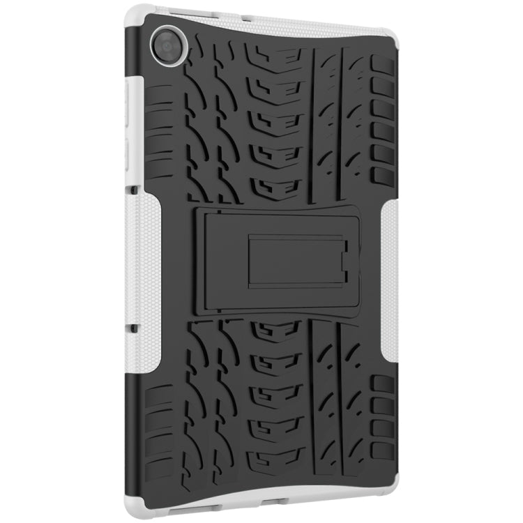 For Lenovo Tab M10 HD Gen 2 (TB-X306F) Tire Texture TPU+PC Shockproof Case with Holder(White) - For Lenovo by buy2fix | Online Shopping UK | buy2fix