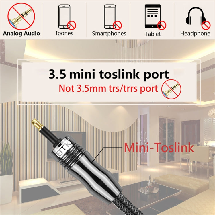 EMK OD6.0mm 3.5mm Digital Sound Toslink to Mini Toslink Digital Optical Audio Cable, Length:5m - Audio Optical Cables by EMK | Online Shopping UK | buy2fix