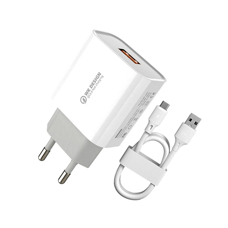 WK WP-U57 Max 18W Maxspeed QC3.0 Fast Charger + USB to 8 Pin Data Cable, Plug Type:EU Plug - USB Charger by WK | Online Shopping UK | buy2fix