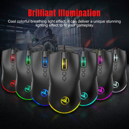 HXSJ A883 7 Keys 6400DPI RGB Light Mechanical Gaming Wired Mouse - Wired Mice by HXSJ | Online Shopping UK | buy2fix