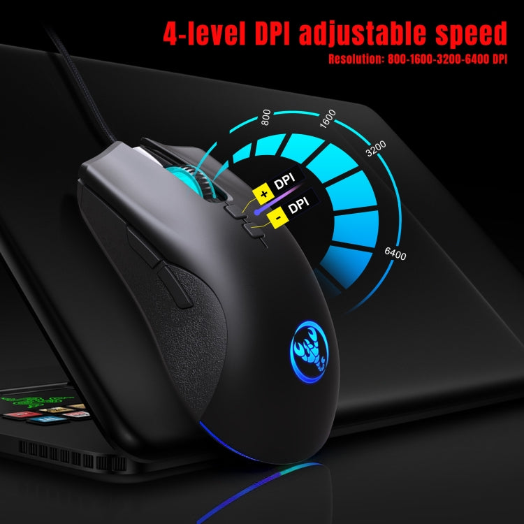 HXSJ A883 7 Keys 6400DPI RGB Light Mechanical Gaming Wired Mouse - Wired Mice by HXSJ | Online Shopping UK | buy2fix