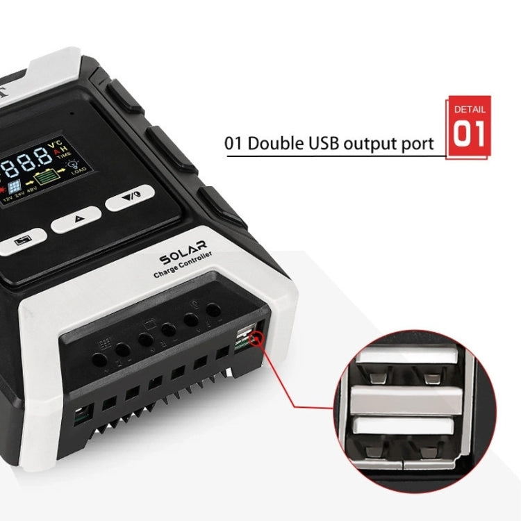 MPPT Solar Controller 12V / 24V / 48V Automatic Identification Charging Controller with Dual USB Output, Model:20A - Others by buy2fix | Online Shopping UK | buy2fix