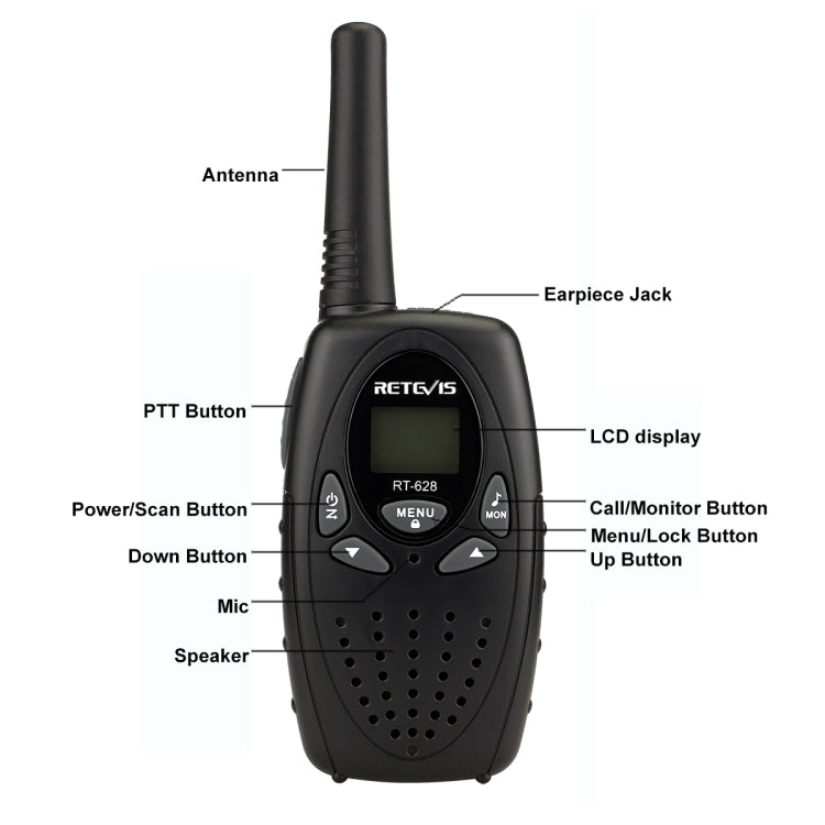 1 Pair RETEVIS RT628 0.5W EU Frequency 446MHz 8CHS Handheld Children Walkie Talkie(Black) - Children by RETEVIS | Online Shopping UK | buy2fix