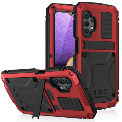 For Samsung Galaxy A32 5G / M32 5G R-JUST Waterproof Shockproof Dustproof Metal + Silicone Protective Case with Holder(Red) - Galaxy Phone Cases by R-JUST | Online Shopping UK | buy2fix