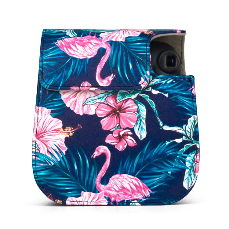 Flamingo Pattern Camera Bag with Shoulder Strap for Fujifilm Instax mini 11(Black Background) - Camera Accessories by buy2fix | Online Shopping UK | buy2fix