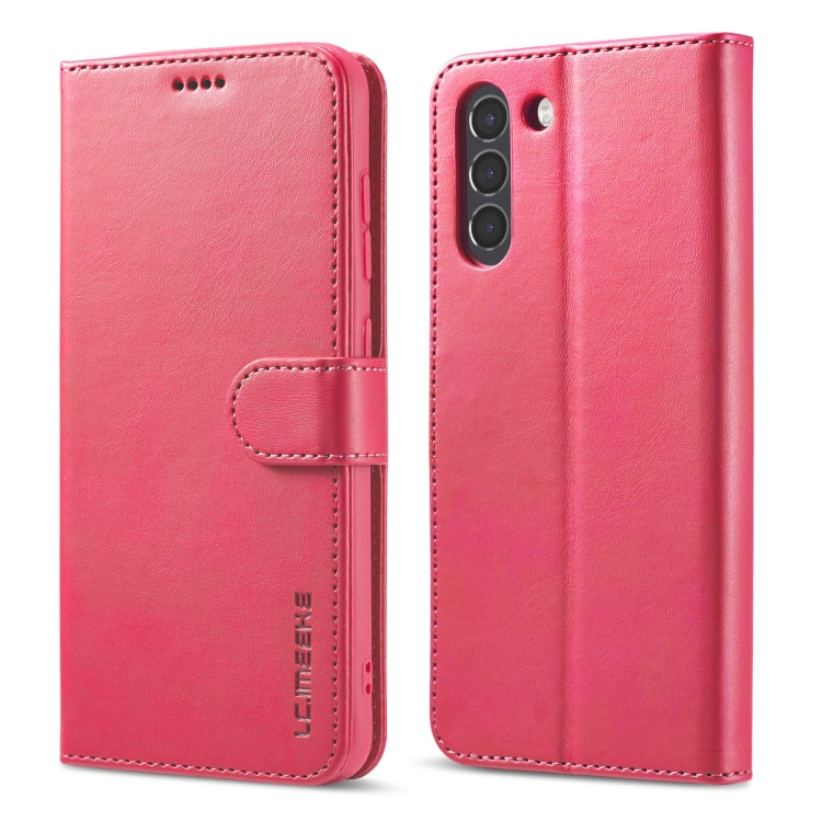 For Samsung Galaxy S21 FE LC.IMEEKE Calf Texture Horizontal Flip Leather Case, with Holder & Card Slots & Wallet(Red) - Galaxy Phone Cases by LC.IMEEKE | Online Shopping UK | buy2fix