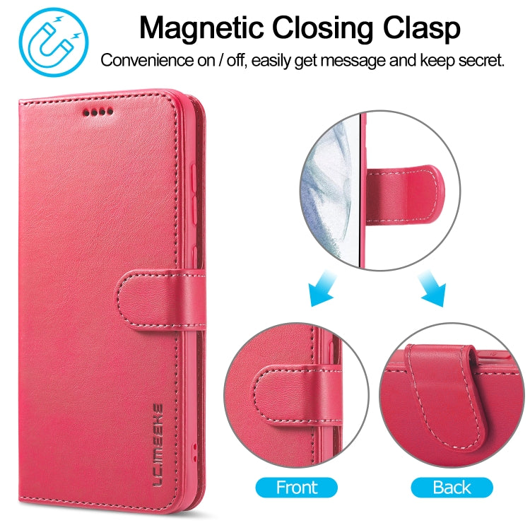 For Samsung Galaxy S21 FE LC.IMEEKE Calf Texture Horizontal Flip Leather Case, with Holder & Card Slots & Wallet(Red) - Galaxy Phone Cases by LC.IMEEKE | Online Shopping UK | buy2fix