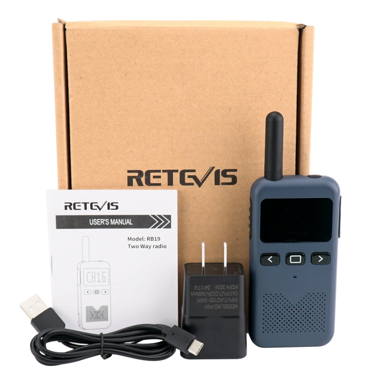 RETEVIS RB19 462.5500-467.7125MHz 22CHS FRS License-free Two Way Radio Handheld Walkie Talkie, US Plug(Navy Blue) - Handheld Walkie Talkie by RETEVIS | Online Shopping UK | buy2fix