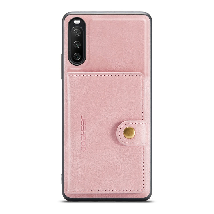 For Sony Xperia 10 III JEEHOOD Retro Magnetic Detachable Protective Case with Wallet & Card Slot & Holder(Pink) - Sony Cases by JEEHOOD | Online Shopping UK | buy2fix