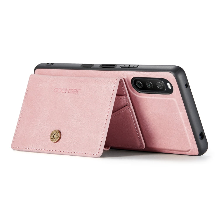 For Sony Xperia 10 III JEEHOOD Retro Magnetic Detachable Protective Case with Wallet & Card Slot & Holder(Pink) - Sony Cases by JEEHOOD | Online Shopping UK | buy2fix