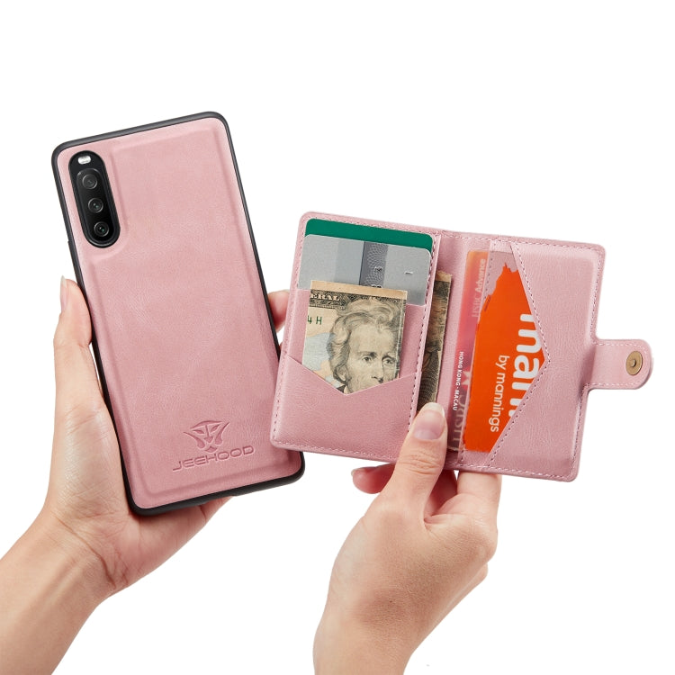 For Sony Xperia 10 III JEEHOOD Retro Magnetic Detachable Protective Case with Wallet & Card Slot & Holder(Pink) - Sony Cases by JEEHOOD | Online Shopping UK | buy2fix