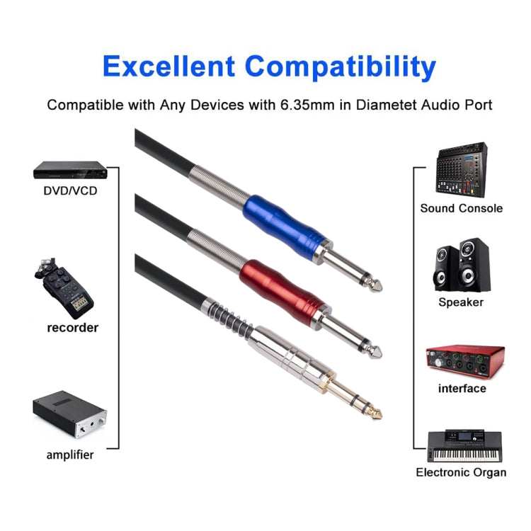 3683 3.5mm Male to Dual 6.35mm Male Audio Cable, Cable Length:2m(Black) - Aux Cable by buy2fix | Online Shopping UK | buy2fix