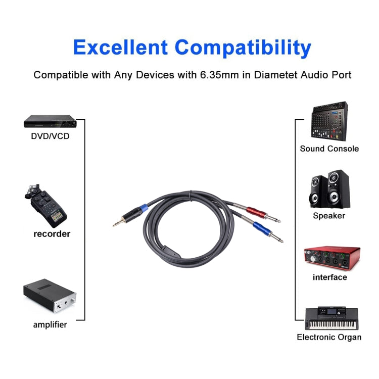 TC195BULS01-18 3.5mm Male to Dual 6.35mm Mono Male Audio Cable, Length:1.8m - Consumer Electronics by buy2fix | Online Shopping UK | buy2fix