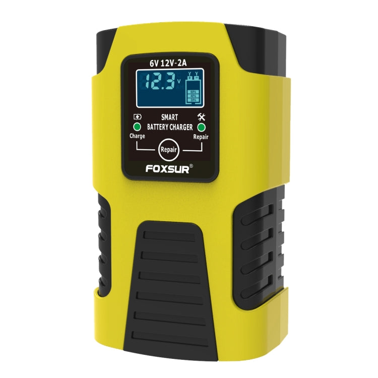 FOXSUR 2A / 6V / 12V Car / Motorcycle 3-stage Full Smart Battery Charger, Plug Type:JP Plug(Yellow) - In Car by FOXSUR | Online Shopping UK | buy2fix