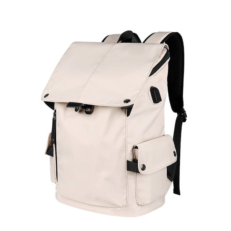 SJ02 13-15.6 inch Universal Large-capacity Laptop Backpack with USB Charging Port(Apricot) - Backpack by buy2fix | Online Shopping UK | buy2fix