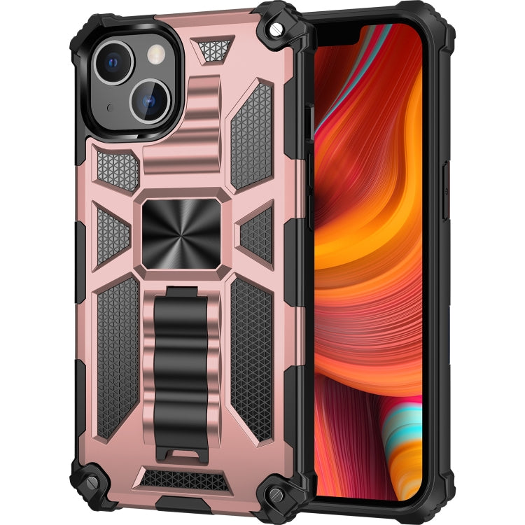 For iPhone 13 Pro Armor Shockproof TPU + PC Magnetic Protective Case with Holder (Rose Gold) - iPhone 13 Pro Cases by buy2fix | Online Shopping UK | buy2fix