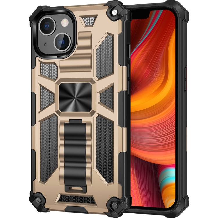 For iPhone 13 Pro Armor Shockproof TPU + PC Magnetic Protective Case with Holder (Gold) - iPhone 13 Pro Cases by buy2fix | Online Shopping UK | buy2fix