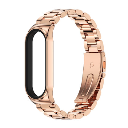 For Xiaomi Mi Band 6 / 5 / 4 / 3 Mijobs CS Metal Three Bead Stainless Steel Watch Band(Rose Gold) - Watch Bands by MIJOBS | Online Shopping UK | buy2fix