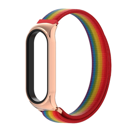 For Xiaomi Mi Band 6 / 5 / 4 / 3 Mijobs CS Breathable Nylon Watch Band(Rainbow Rose gold) - Watch Bands by MIJOBS | Online Shopping UK | buy2fix