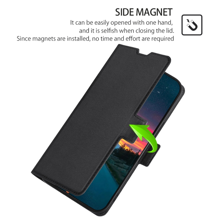 For iPhone 12 / 12 Pro Ultra-thin Voltage Side Buckle PU + TPU Horizontal Flip Leather Case with Holder & Card Slot(Black) - iPhone 12 / 12 Pro Cases by buy2fix | Online Shopping UK | buy2fix