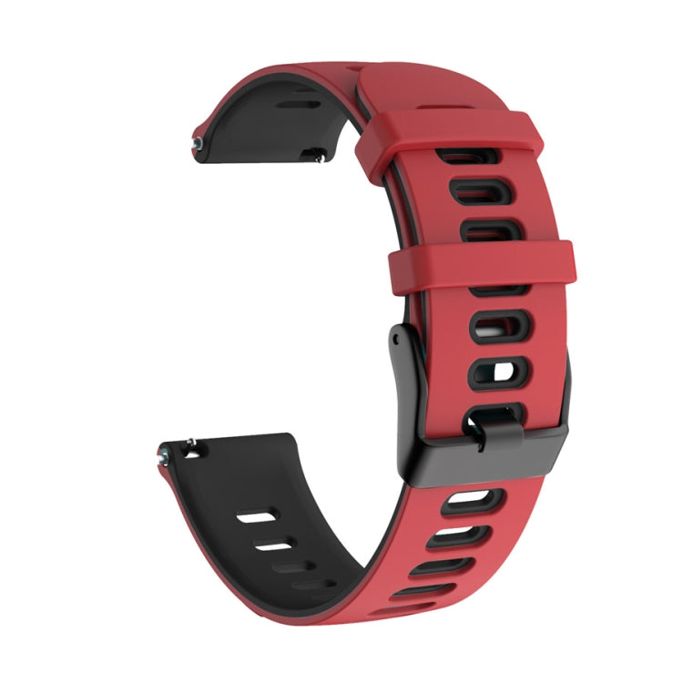 22mm For Garmin Vivoactive 4 / Venu 2 Universal Two-color Silicone Watch Band(Red Black) - Watch Bands by buy2fix | Online Shopping UK | buy2fix